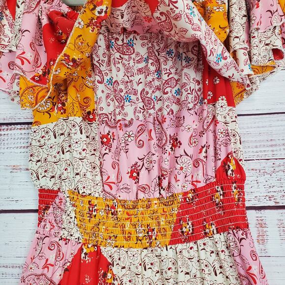 Mlle Gabrielle Paisley Country Cottage Ruffle L Midi Dress Hi Lo Hem Boho Festiv - Picture 10 of 16